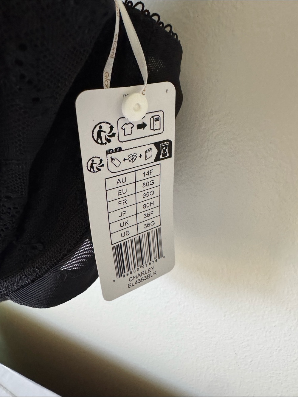 NWT ELOMI Size 36G Black Underwire Charley Bra - Picture 5 of 7
